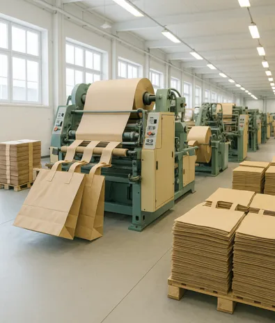Paper bag production line at Quillora